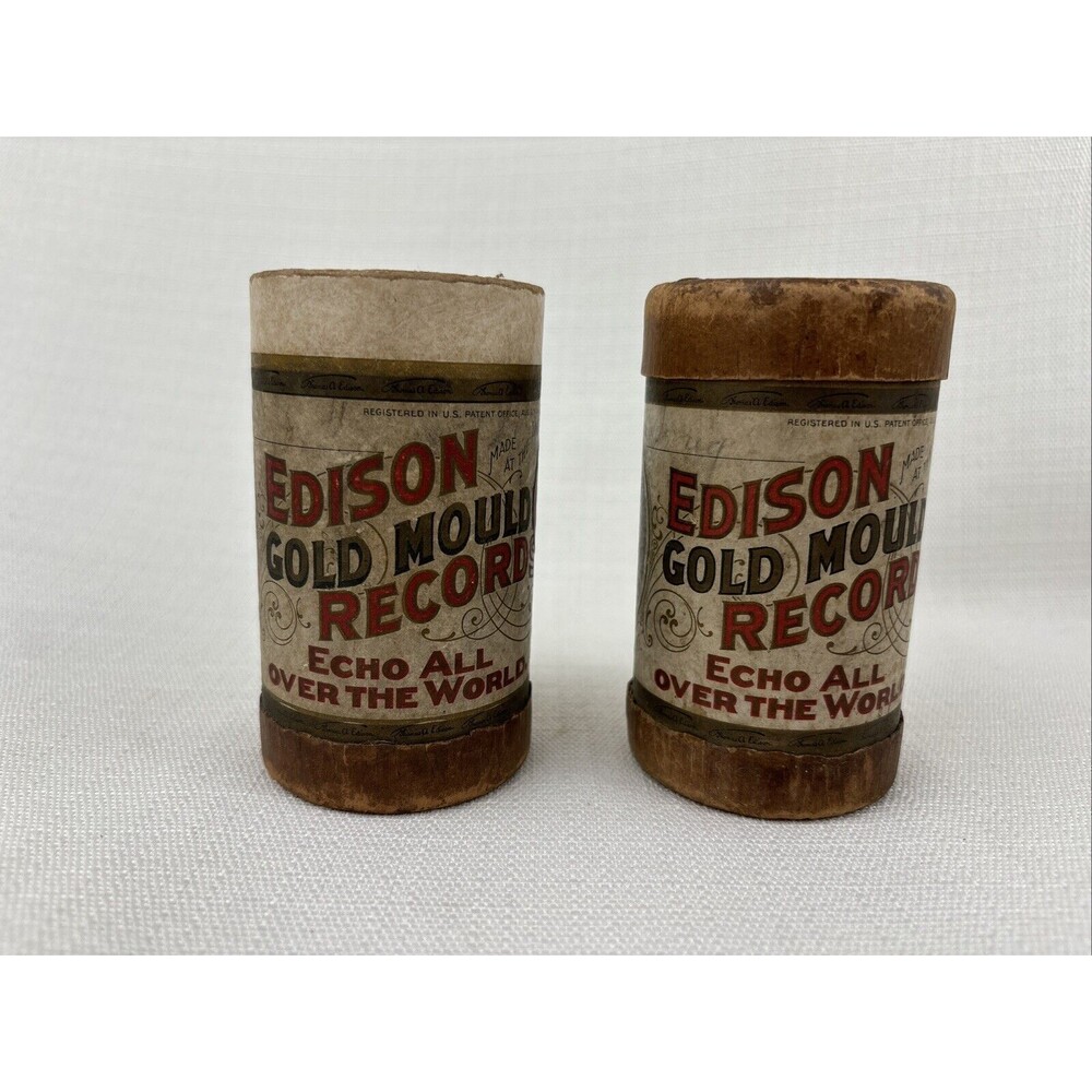 Lot Of 2 Edison Gold Mould Records With Records - Dixie Choir & Apple‎ Blossom